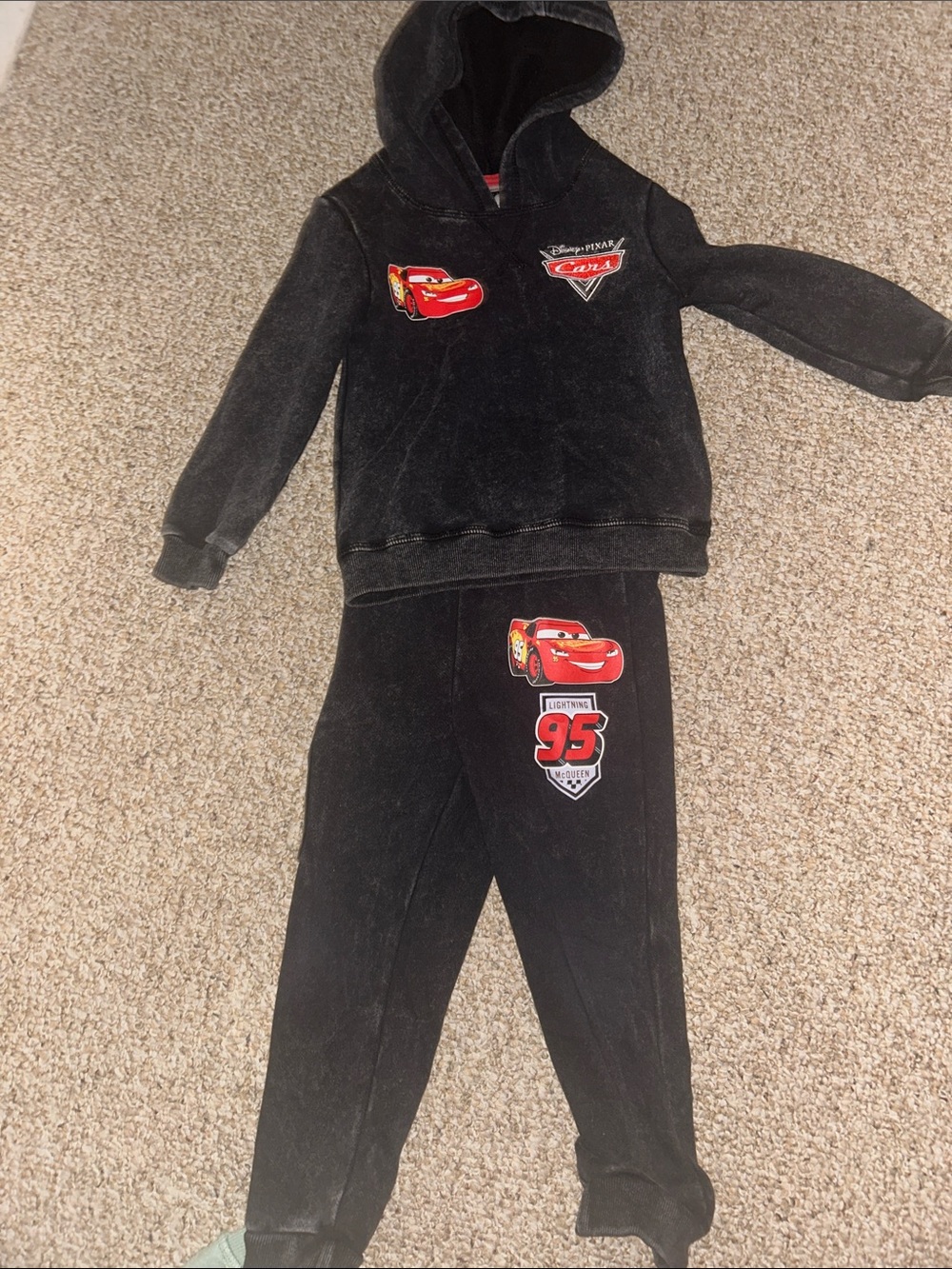 Disney Pixar Cars Black Hoodie & Jogger Set with Lightning McQueen
